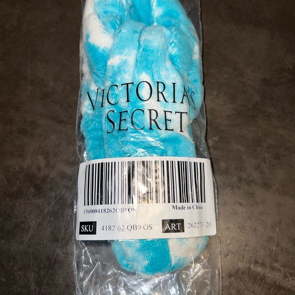 NEW Victoria Secret towel headband. Blue and white tie dye head wrap.
